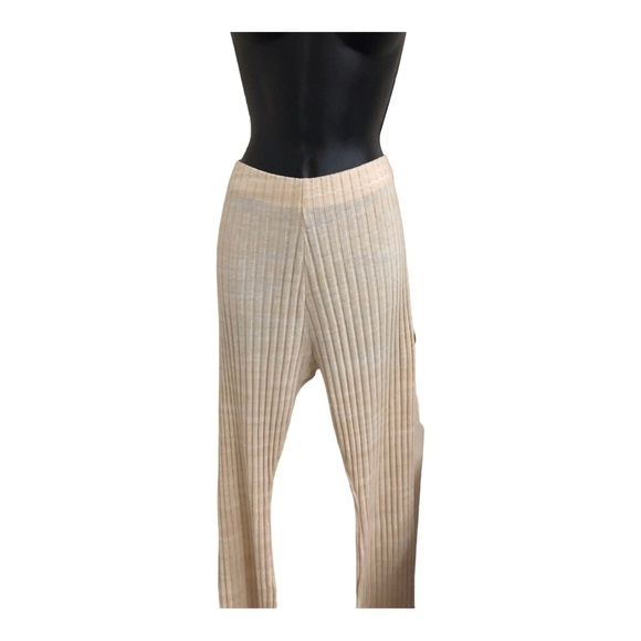 Zara cream oatmeal sweater knit stretch pants size large brand‎ new - Picture 1 of 9